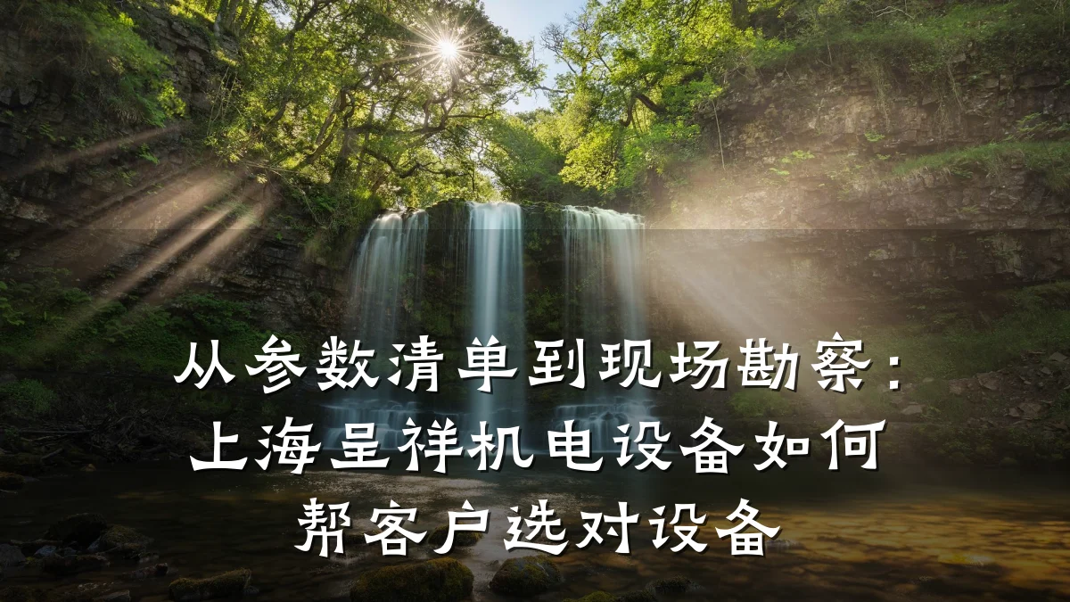 从参数清单到现场勘察:上海呈祥机电设备如何帮客户选对设备